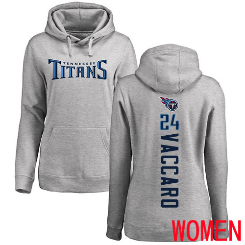 Tennessee Titans Ash Women Kenny Vaccaro Backer NFL Football #24 Pullover Hoodie Sweatshirts->women nfl jersey->Women Jersey